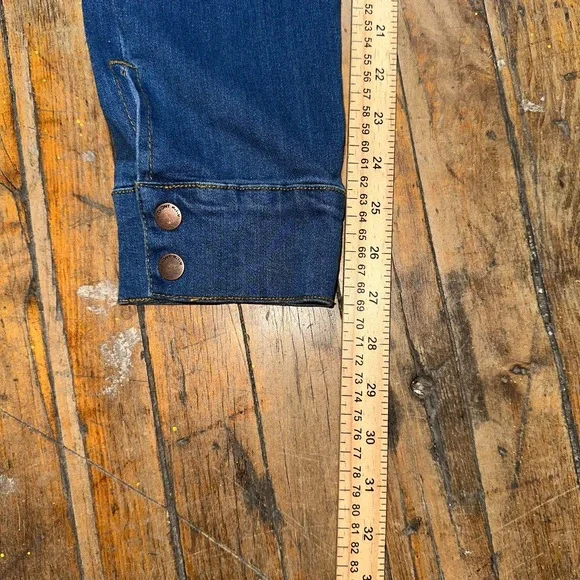 Vibrant Denim Cargo Overalls Women's Size 9 Blue Pockets Button Hem Outdoor - Picture 5 of 8
